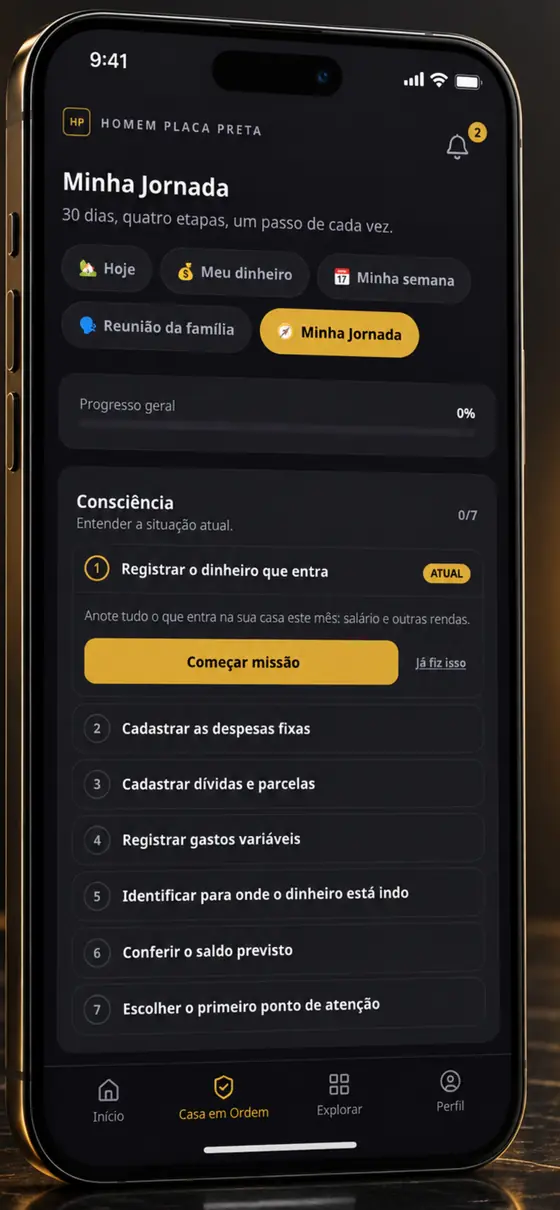 Tela Minha Jornada: 30 dias em quatro etapas, com as missões da etapa Consciência